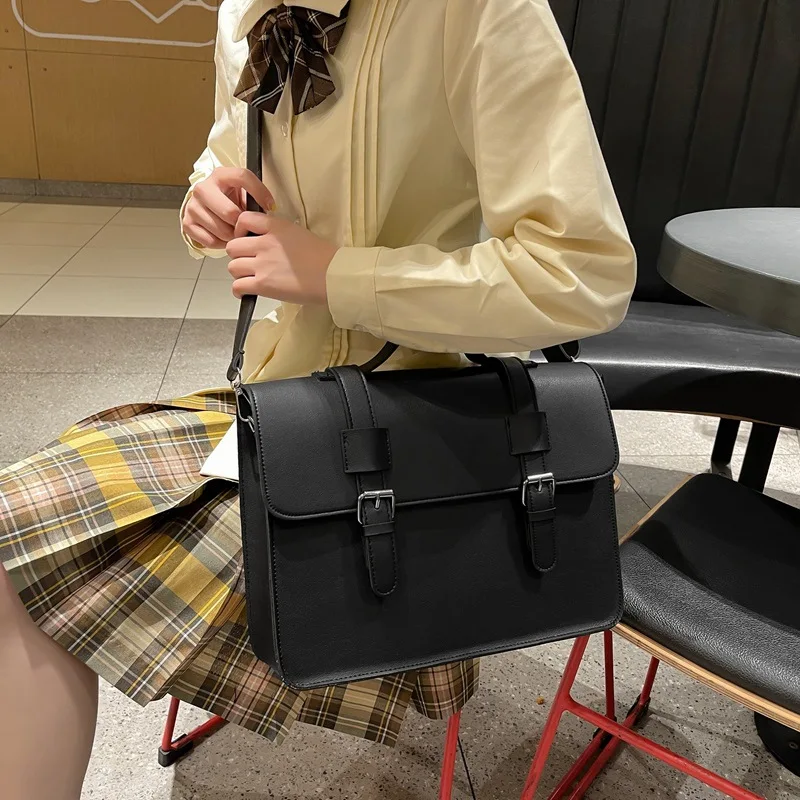 Japanese Backpacks Students Large Capacity Horizontal Version Schoolbag Retro Crossbody Bag Handbag Messenger Bag JK Uniform Bag