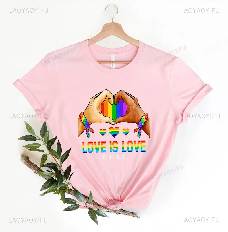 Love Is Love LGBQT Pride Cotton Tshirt Women Men Toddler Rainbow Shirt Retro LGBT Love Wins Graphic T-Shirt Equality Gift Tops