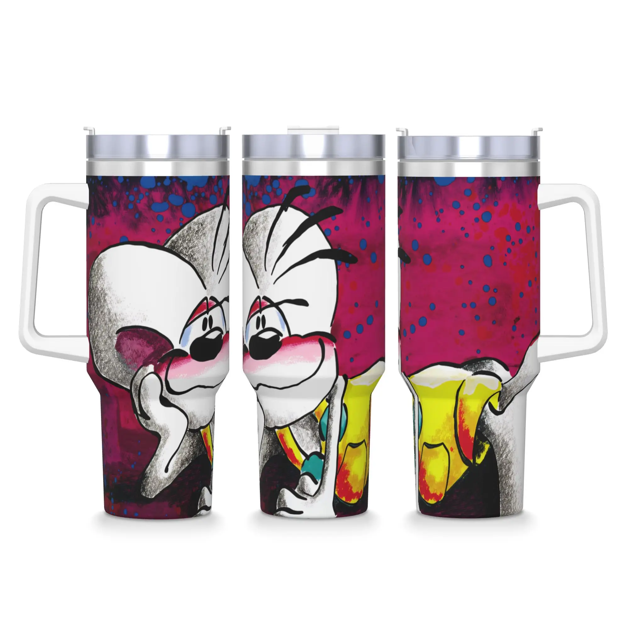 Stainless Steel Tumbler Comic Cartoons Diddl  Mugs Cup With Straws  Beach Cold and Hot Water Bottle Portable Large Coffee Mug