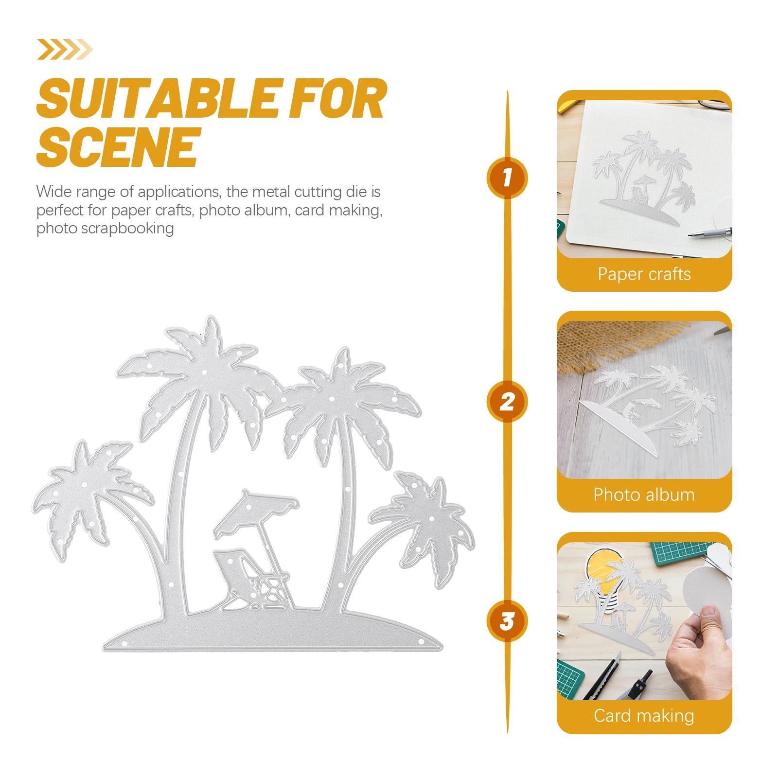 

Coconut Embossing Die Metal Cutting Beach Tree Mold Photo Album Card Making Crafts Reusable Sturdy Practical Diy Decorations
