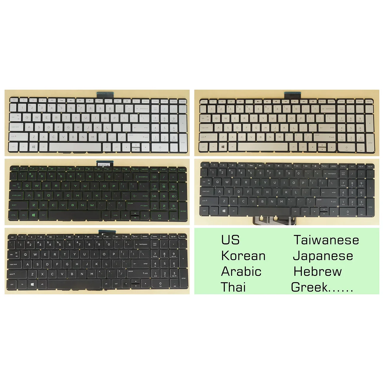 

US Taiwan Korean Japanese Hebrew Thai Keyboard For HP Pavilion Envy 15-ab000 15-ae000 15-ah000 15t-ae000 15t-ae100 15z-ah000