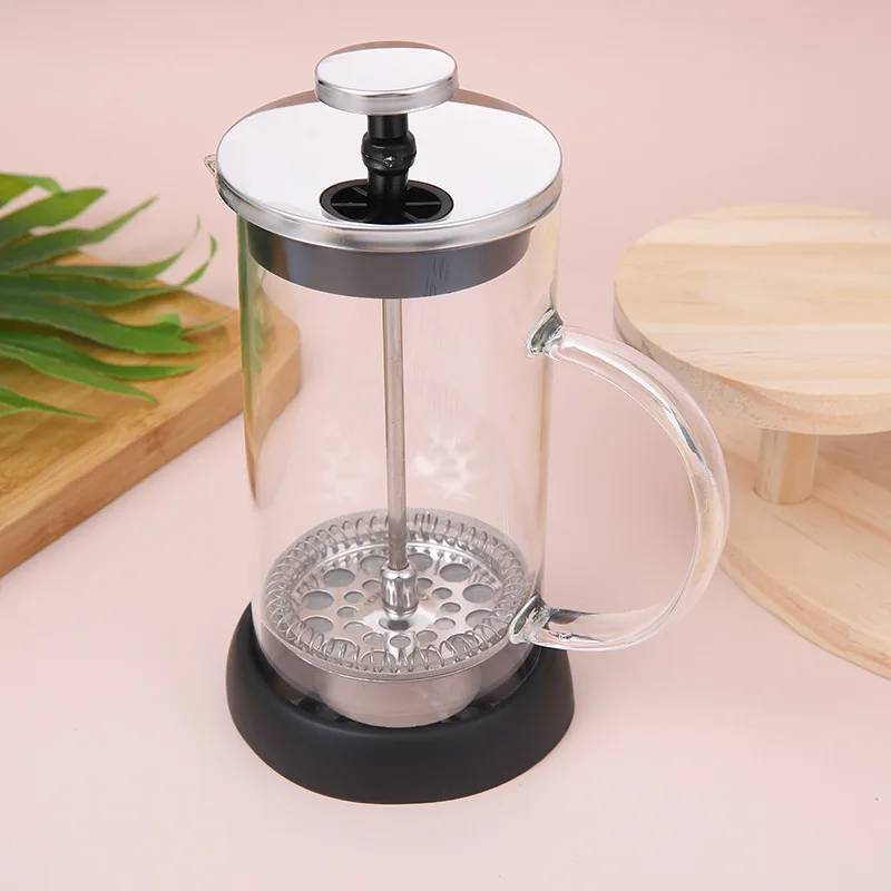 French Press Coffee Maker 20 oz,Thickened Glass Stainless Steel Brewer, 600ML Cold Brew Cafetera Tea pot Kitchen Bar Accessories