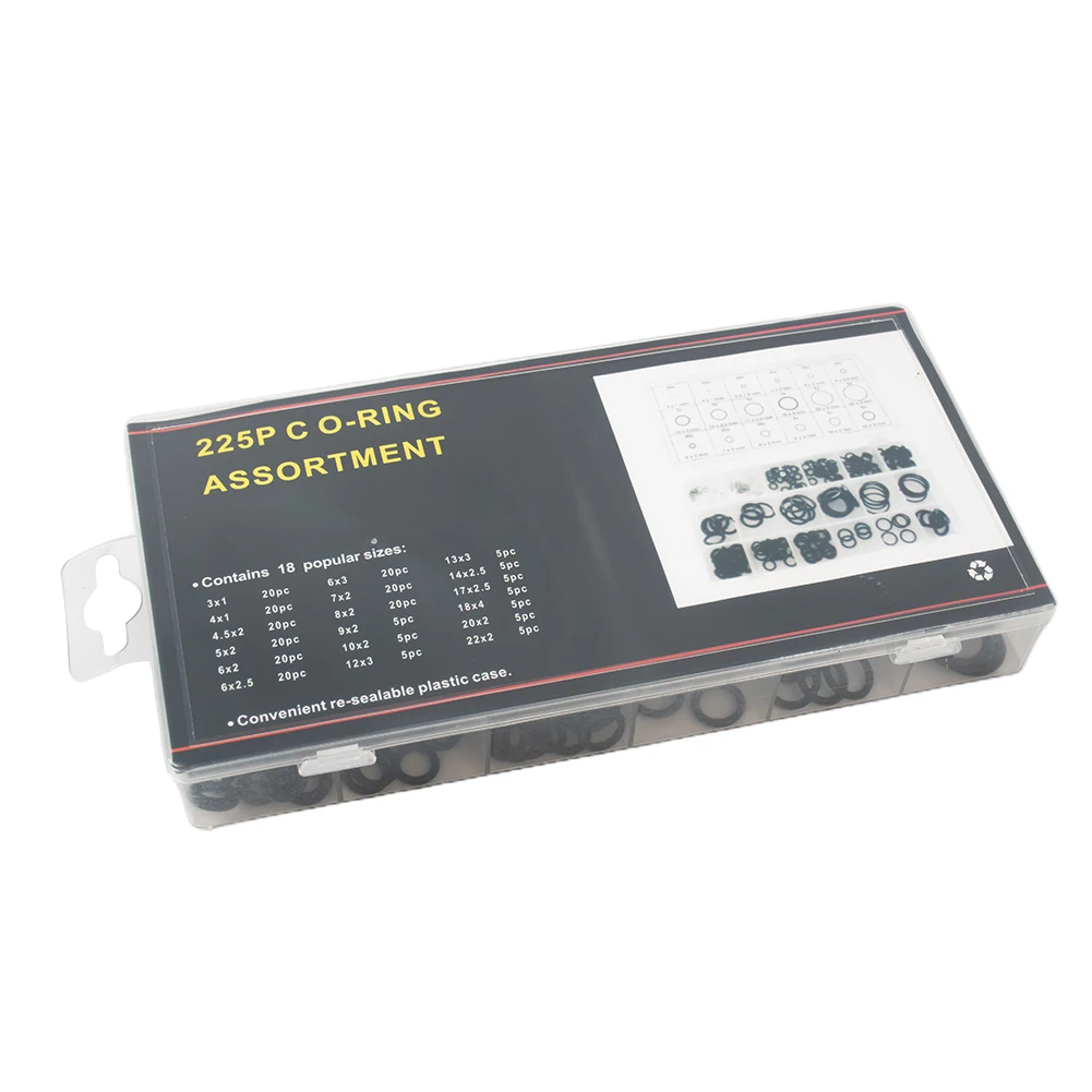 

Набор резиновых уплотнительных колец, 225 шт., для гидравлических труб, предотвращения утечек воздуха и газа в мастерских и гаражах