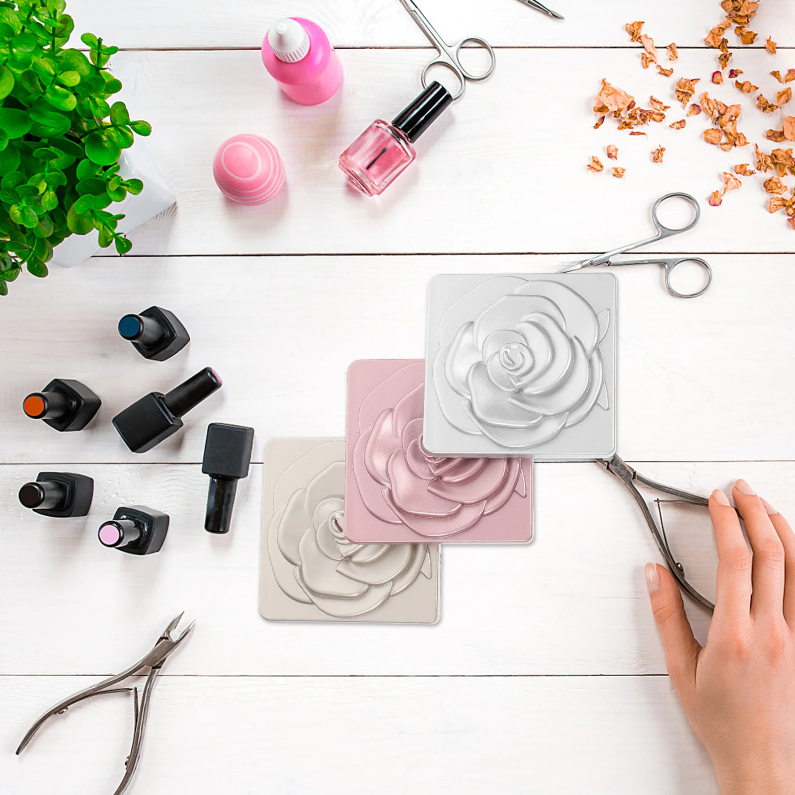 

3 Pcs Vanity Mirror Foldable Travel Makeup Compact for Women Magnifying Face Hand