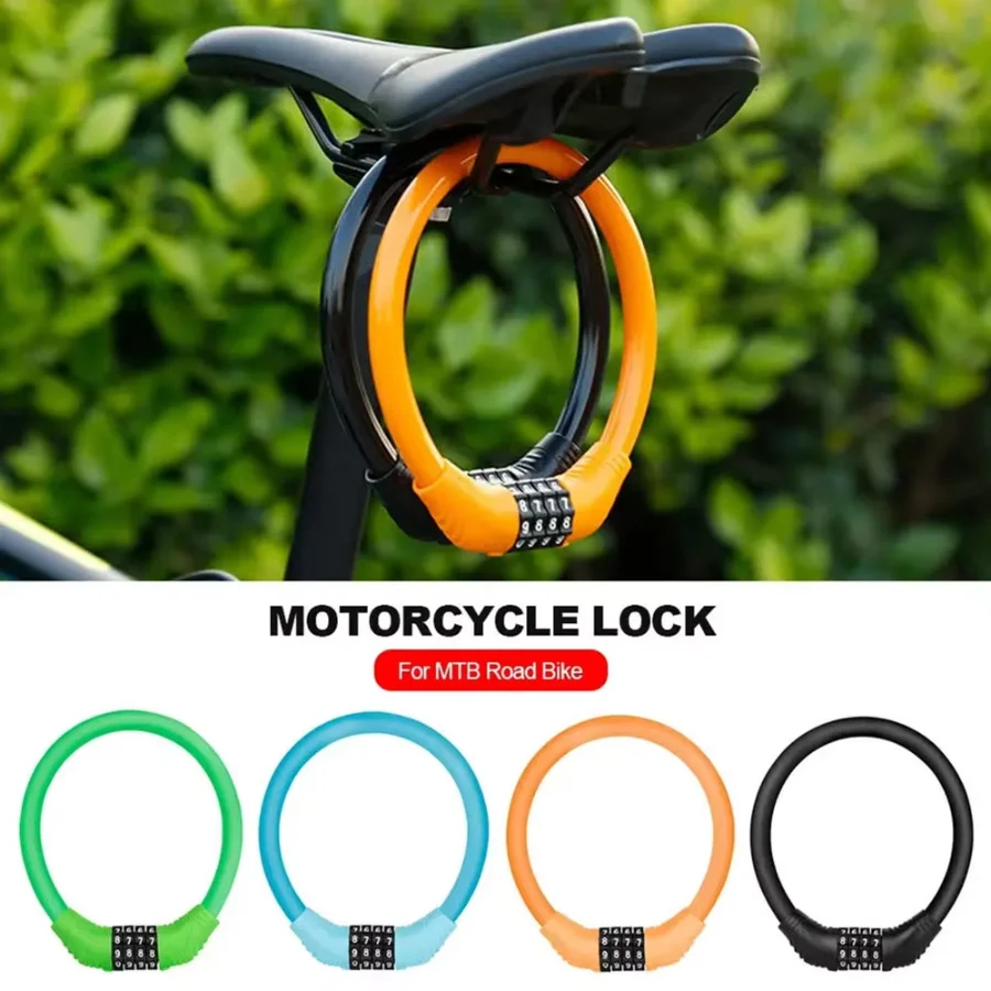 4 Digital Code Anti-Theft motorcycle Bicycle Cable Lock Stainless Steel Security Locks Portable Combination Code Padlock