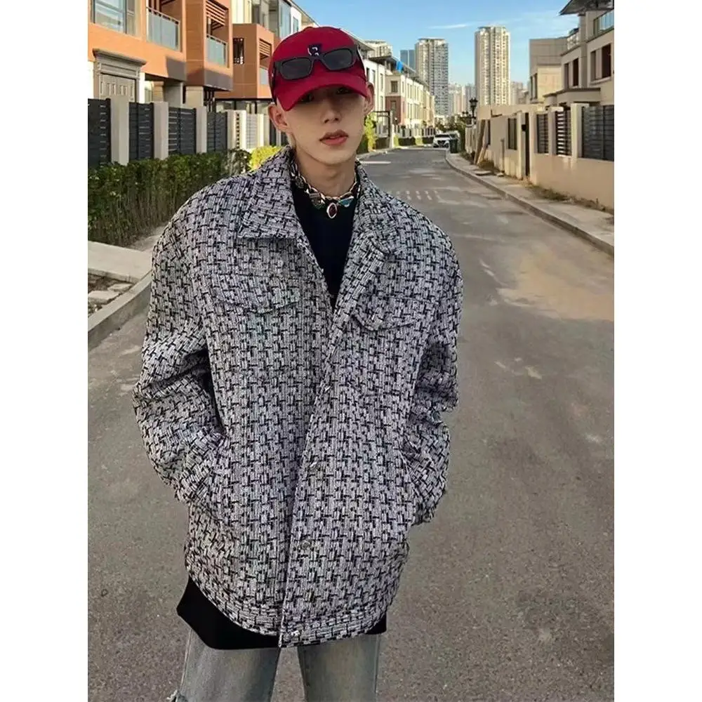 ملابس خارجية غير رسمية منقوشة Jaet للرجال فضفاضة مناسبة للخريف من قماش البوليستر الشبابي بدون حامل داخلي Sve #1