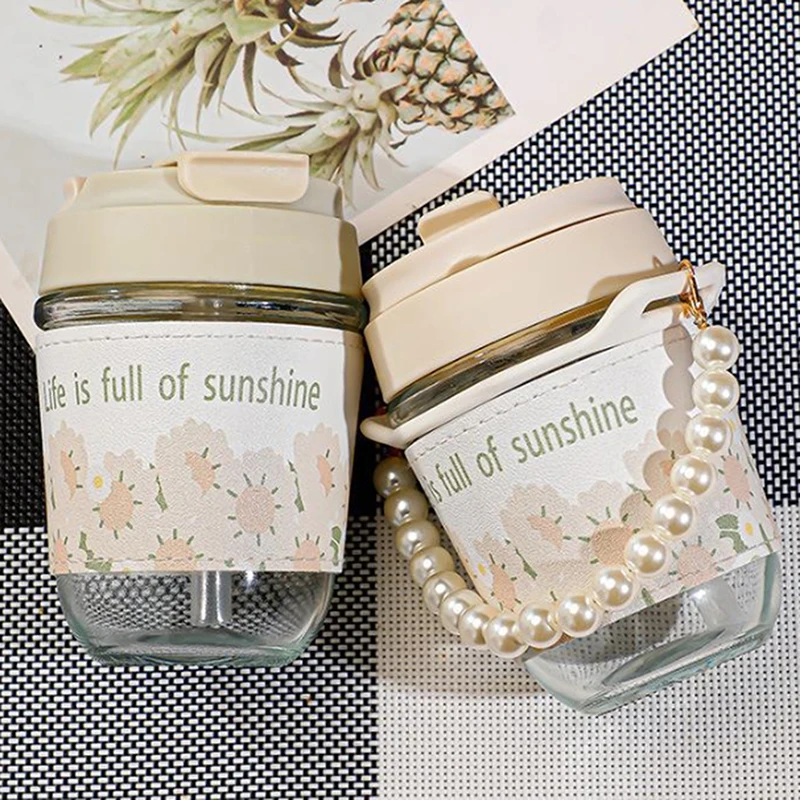 

Portable Double Drink Cup In Wind Glass Sippy Cup High Appearance Level Pearl Cup Companion Gift Cup Water Cup