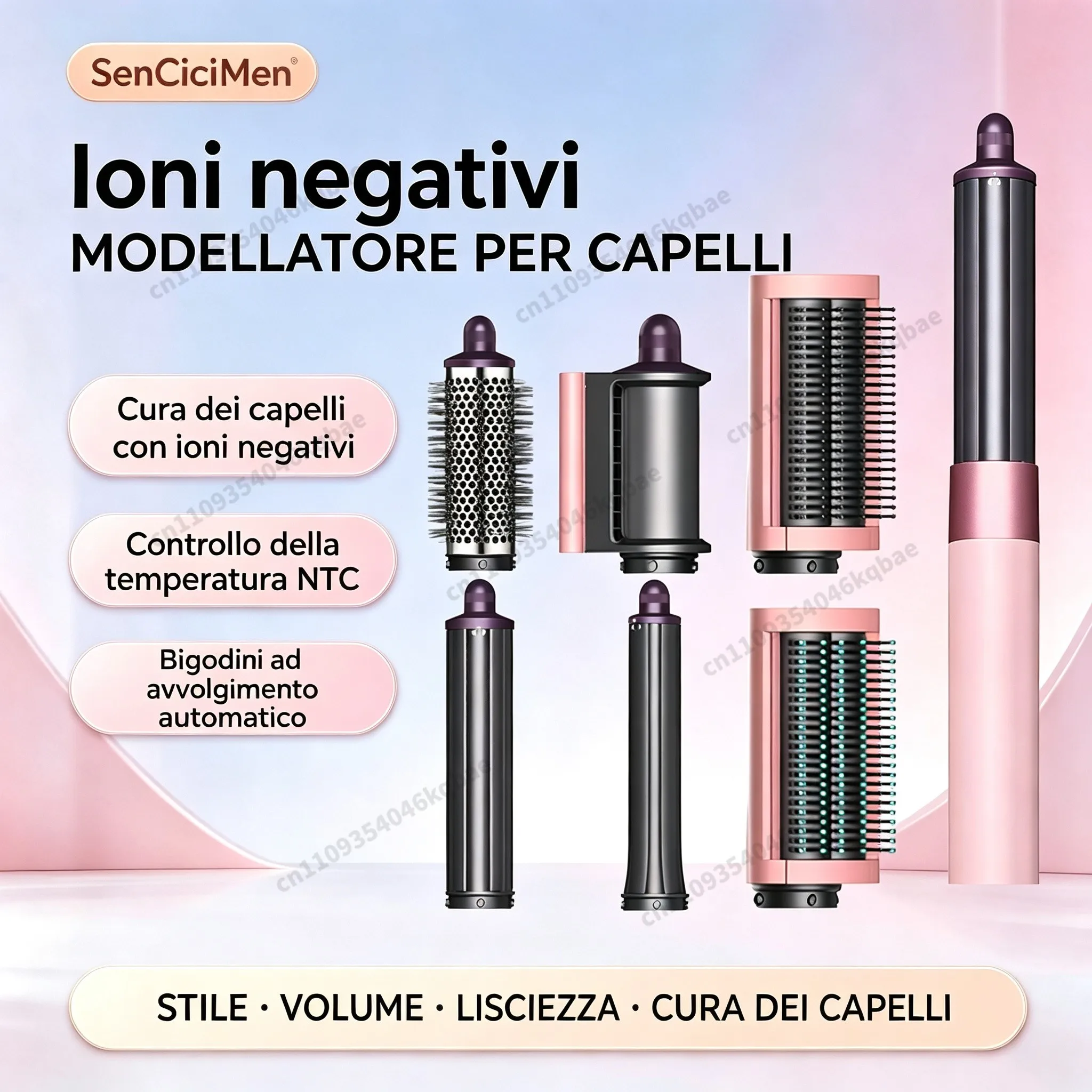 SenCiciMen 6 In 1 Multi Hair Styler & Hair Dryer Auto Curling Air Dryer Wrap Hot/Cold Air Styling Tool Hair Straightener Curling