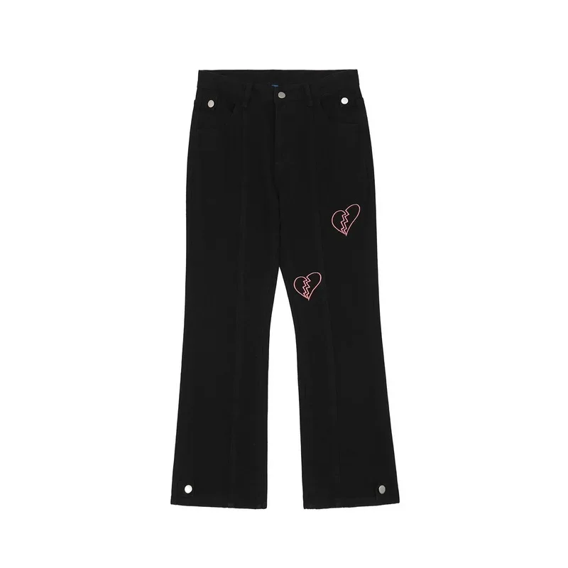 Y2k Heartbreak Graphic Jeans pantaloni a gamba larga Street Wear Highstreet Design BF Jeans larghi Jeans strappati Jeans a gamba dritta