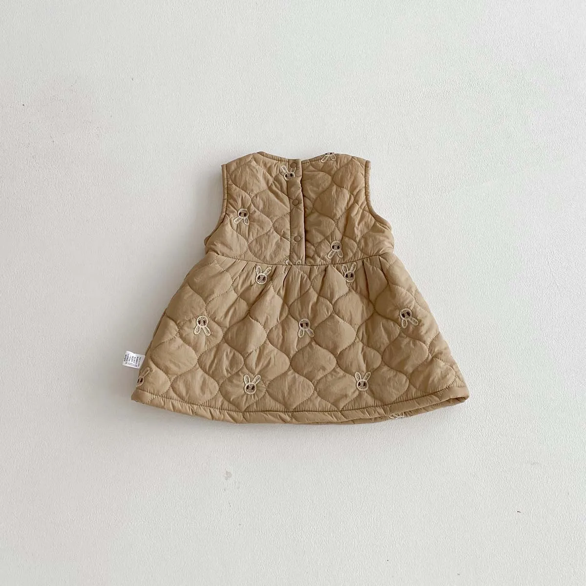 Girls' Autumn and Winter Korean Sleeveless Cotton Dress, Female Baby Fashion Versatile Embroidered Rabbit Vest Dress, Very Suitable