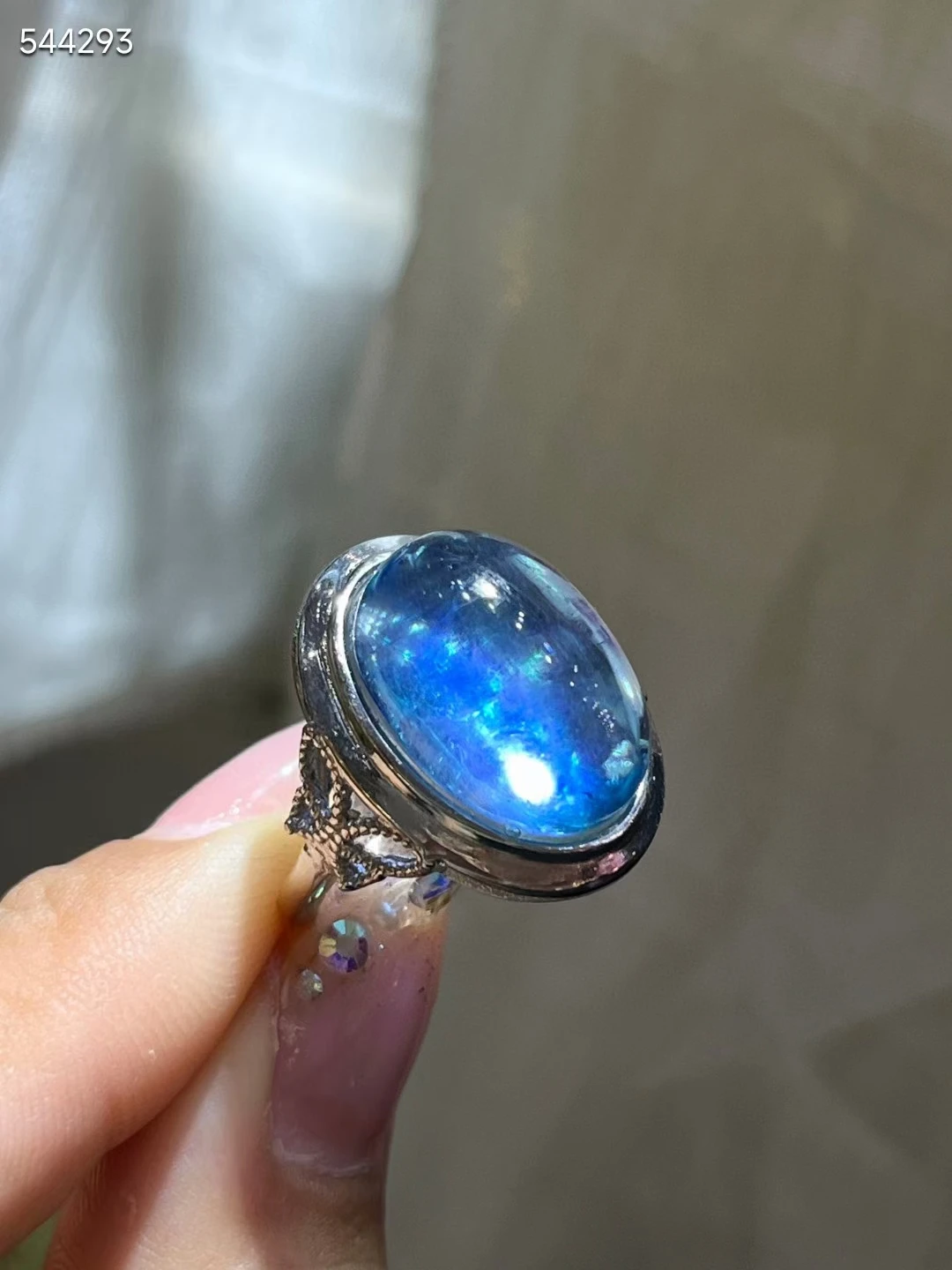 

Natural Blue Aquamarine Crystal Oval Adjustable Ring 16.5*14mm 925 Sterling Silver Aquamarine Ring Fashion AAAAAA