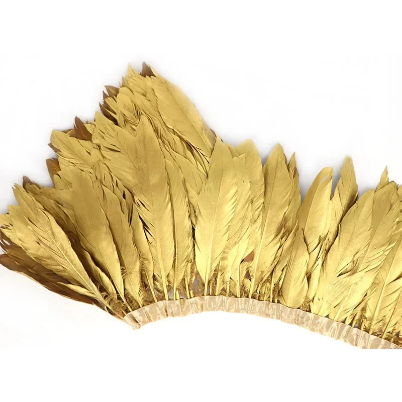 2Yards/Lot Golden Goose  Feathers Trim Ribbon 15-20cm/6-8inch Clothing Diy Wedding Sewing Craft Plumas De Faisan - view 2