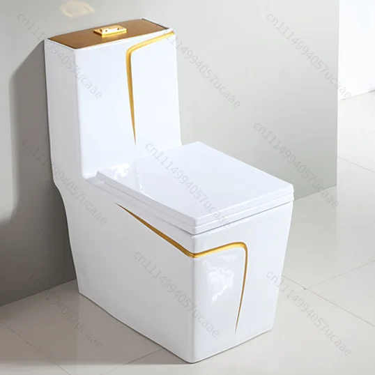 Bathroom Sanitary Ware Wc S-trap P-trap Ceramic Floor One Piece Bowl Toilet With Gold Line