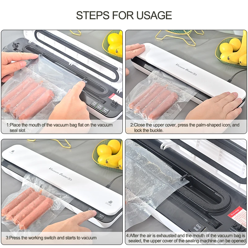 Vacuum Sealer Dry Wet mode 110V/220V Automatic Household Kitchen Electric Food Vacuum Plastic Packaging Sealers Includ 20 bag