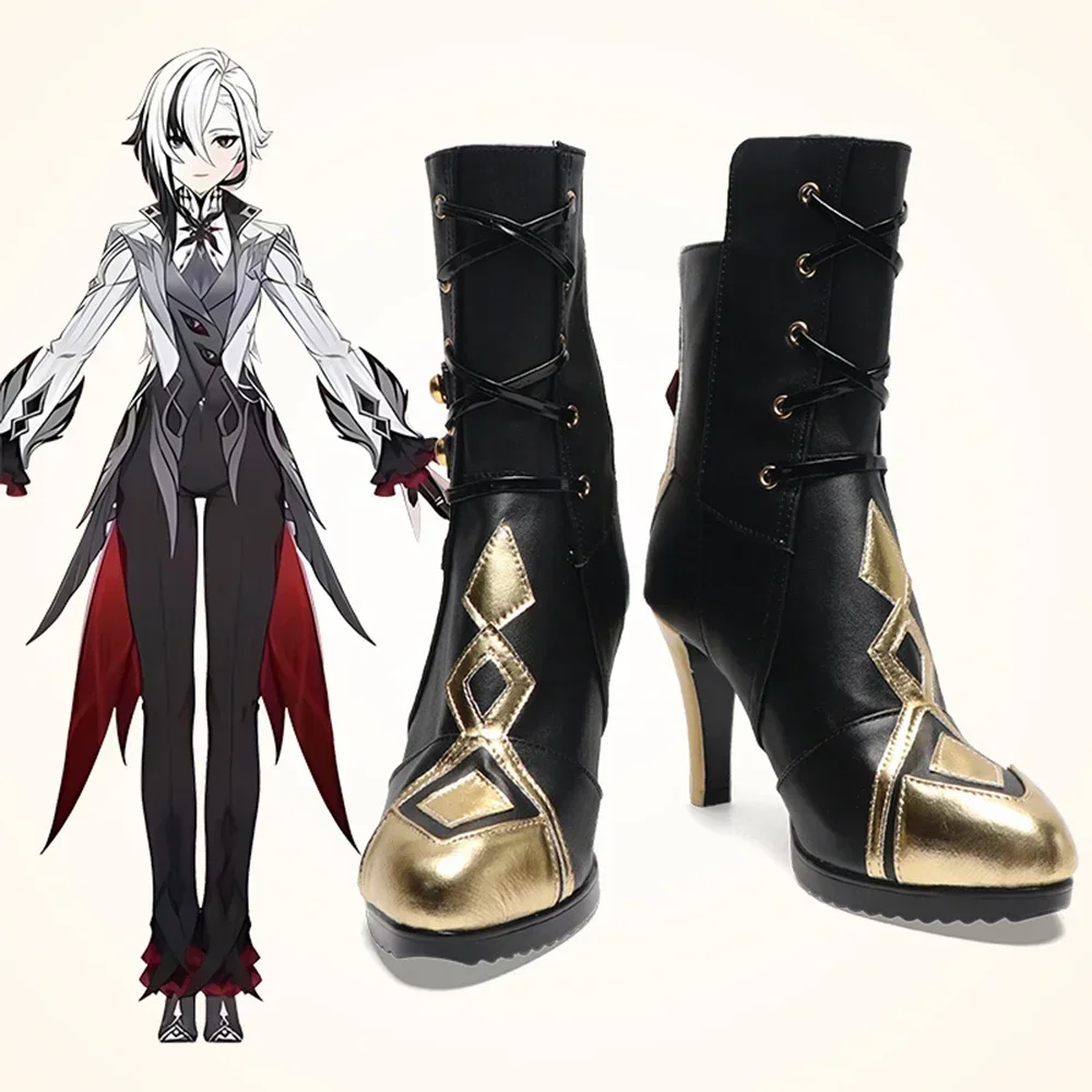 Game Genshin Impact Arlecchino Peruere Cosplay Shoes Women Lolita Boots High Heels Halloween Masquerade Party Costume Accessory