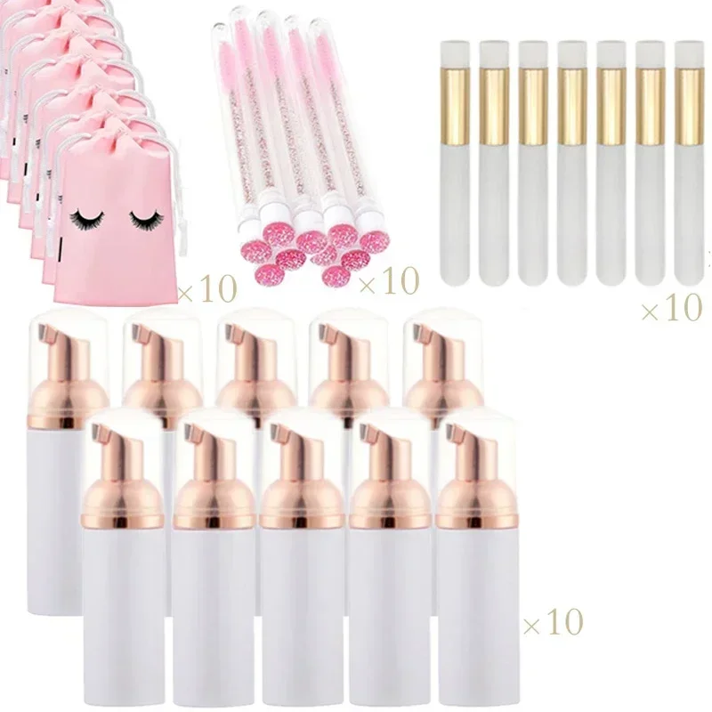 40PCS Suit  60ML Empty  Bottle Eyelash  Shampoo  Care Makeup Tool Travel   Foam Dispenser Bottle Plastic Cleanser Soap Care