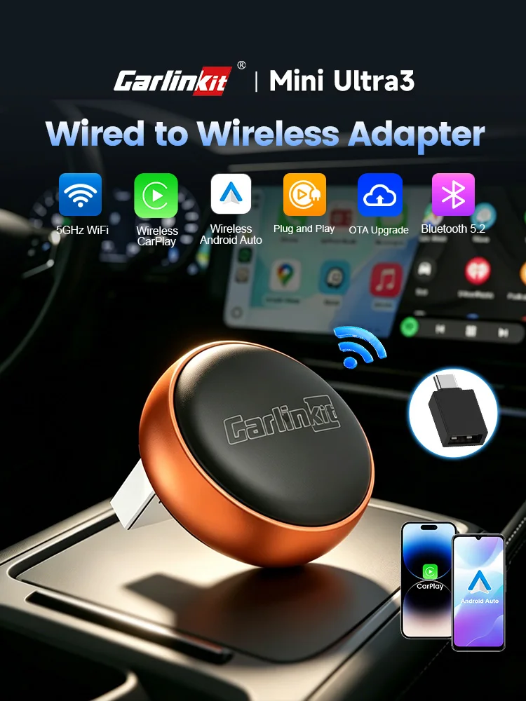 CarlinKit 2-in-1 CarPlay Android Auto Wireless Adapter WLAN 5GHz Kabelloses CarPlay Auto AI Box für Smart Car Systeme Plug-and-Play