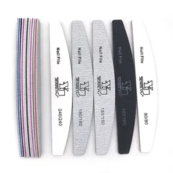 1pc Double Sided 80 100 150 180 240 Grit Nail File Moon Style Nail Polish File Set Limes Professional Nails Files Nails Tools