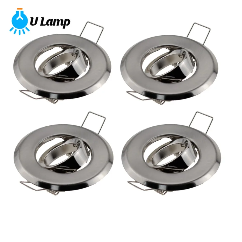 

4pcs Adjustable Round Spotlight Bracket Nickel Downlight Fixture LED Recessed Spotlight Frame with GU10 MR16 Socket