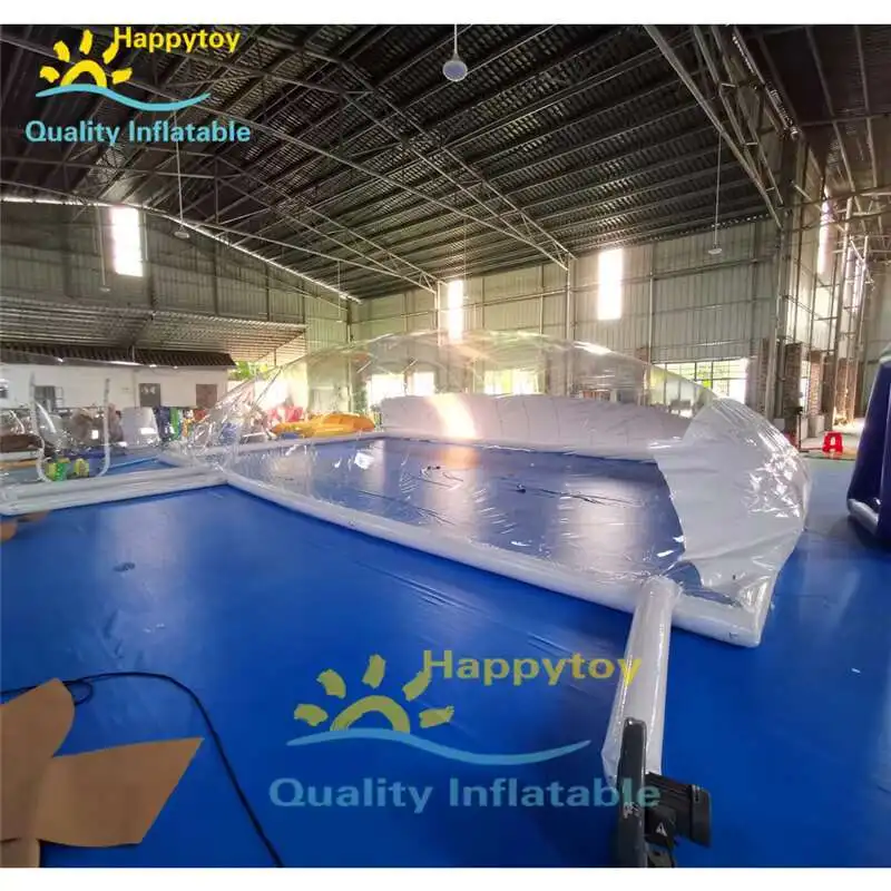 Komplette transparente aufblasbare Poolabdeckung für den Außenbereich, Zelt, aufblasbare PVC-Poolkuppel mit Tunnel
