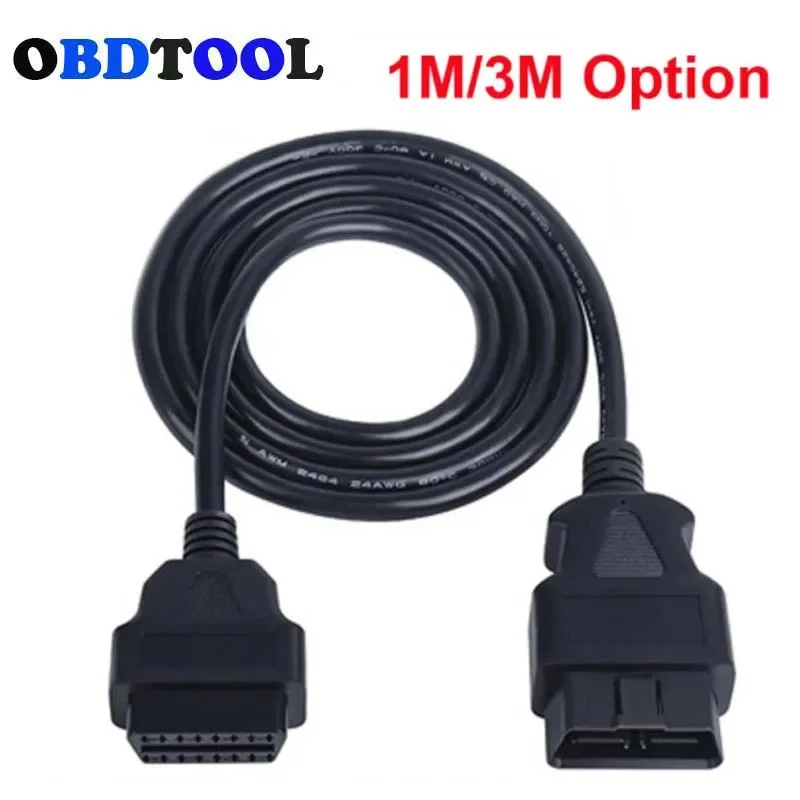 1M 3M OBD2 Diagnostic Extension Cable 16 Pin Male To 16Pin Female OBD Connector for 12V 24V Diesel Gaslion Car ELM327 OBD Extend