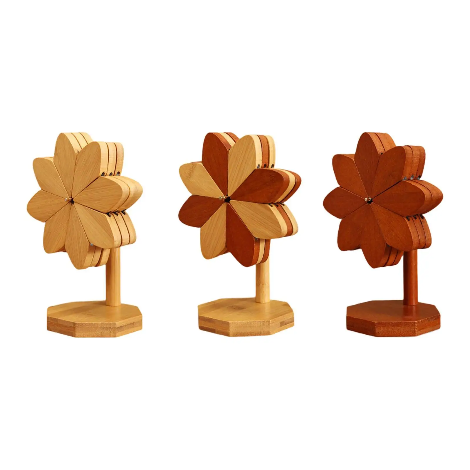 3 Pieces, Bamboo Trivets Table Mat, Creative, Table Centerpiece ,Windmill Shaped Coaster, for Countertop Bowl Dishes