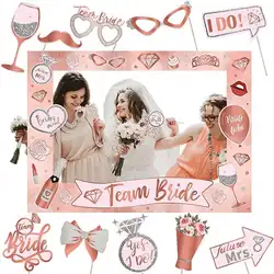 1 Pack, Bride Handheld Paper Photo Frame Photo Props Rose Gold Combination Set, Girls Bachelorette Party Wedding