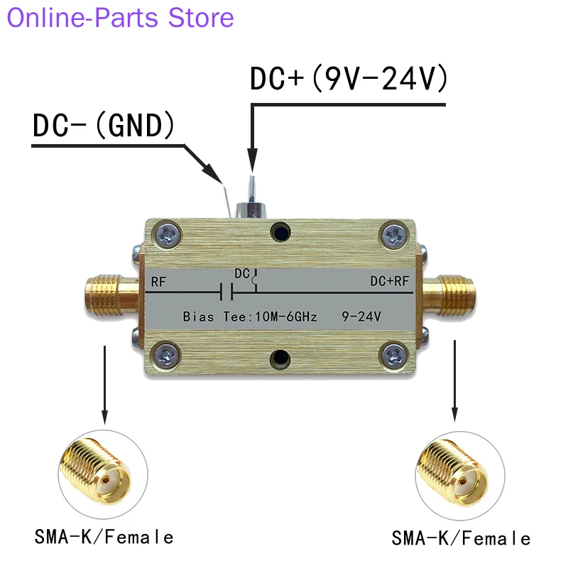 

Low Insertion Loss of Bias Tee 10M-6GHz Coaxial Feeder for RF Isolator Bias Tee Coaxial Power Supply