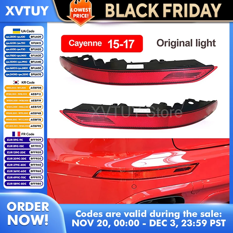 المصد الخلفي ضوء لبورشه كايين 2015-2017 2018-2023 سيدان الفرامل عكس الوفير وقف مصباح تحذير الضباب الخفيف اكسسوارات السيارات