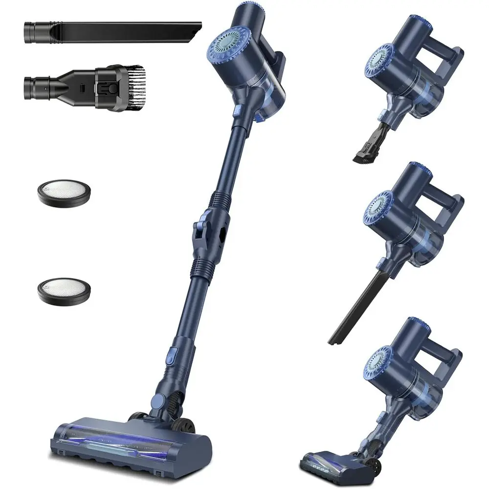 Lightweight Stick Vacuum Cleaner, 6 in 1, Self-Standing with Powerful Suction, 180° Bendable Wand Rechargeable for Hardwood Floo