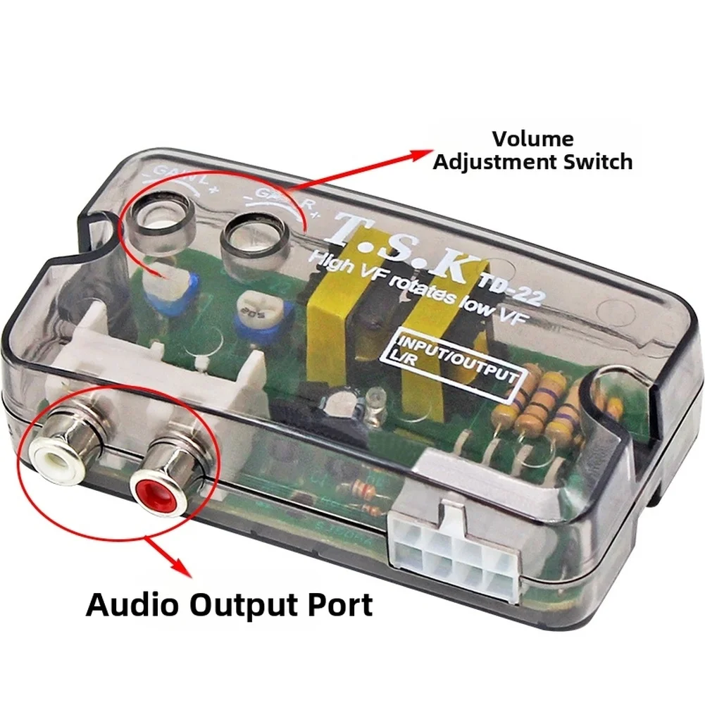 Speaker to For RCA Line Level Converter Adapter TD22 with Adjustable Output and Compatibility with Factory Car Stereo Systems