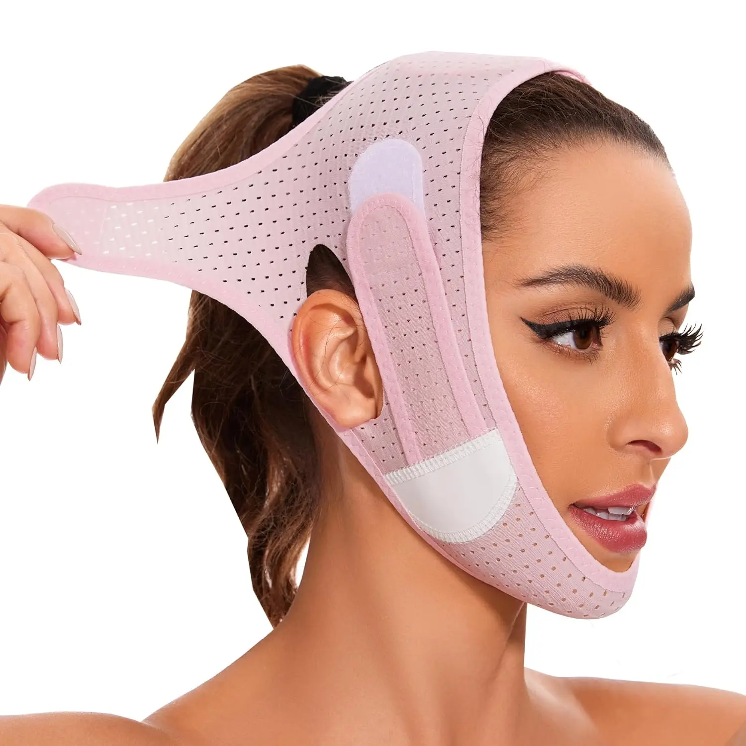 V-Linien-Maske, Doppelkinn-Reduziergurt zum Schlafen, Kieferlinie, geformtes Gesicht, Schlankheits-Kiefertrainer, Liftband für Damen