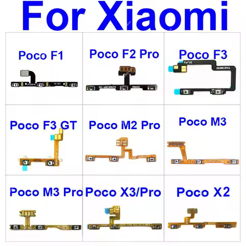 Power Key &amp; Volume Side Button Flex Cable For Xiaomi Xiaomi Poco F1 F2 F3 X2 X3 NFC GT Poco M2 M3 Reloaded Pro 5G Replacement