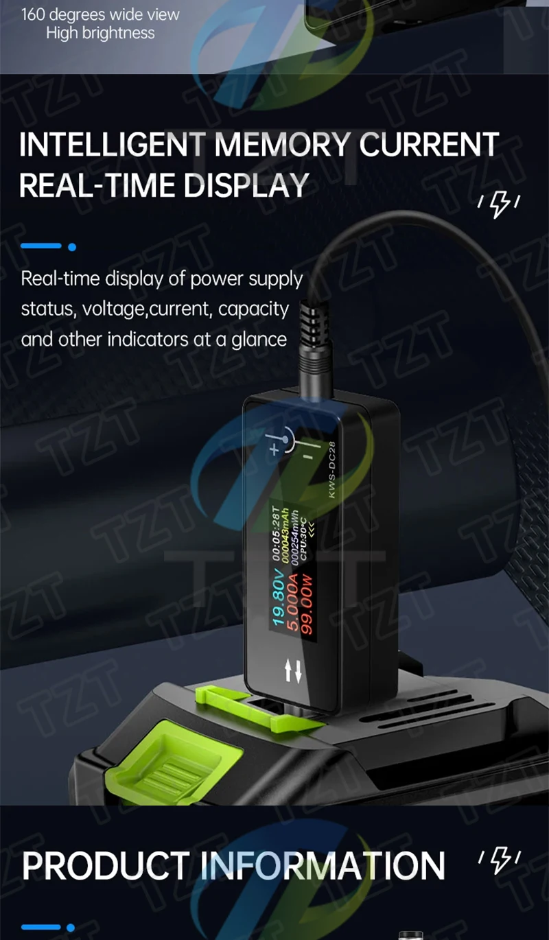 KWS-DC28 0,96 Zoll TFT HD Digitalanzeige DC-Spannungsmesser Leistungsmesser Handy-Ladetester Detektor Elektrikerwerkzeug – Detail 8