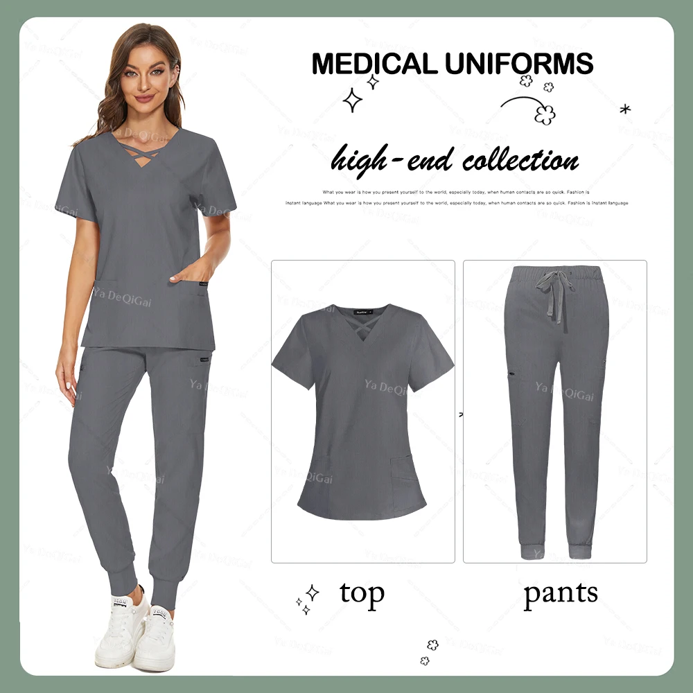 

Medical Doctor Uniform Women Sets Nursing Accessories Surgery Scrub Top Pants Dental Clinic Beauty Salon Slim Fit Workwear