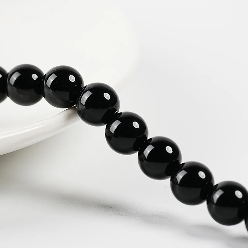1 Strang 4/6/8/10/12mm Naturstein Schwarzer Onyx Achat Perlen Runde Lose Perlen für Bastelarbeiten DIY Nähen Kleidungszubehör – Detail 5