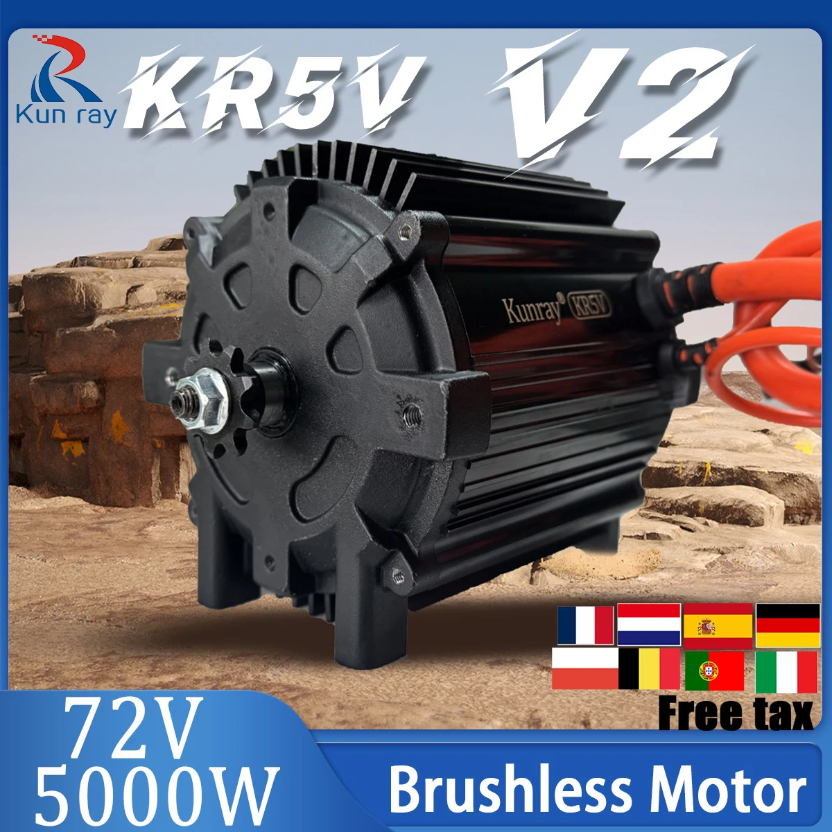 Ulepszony KR5V V2 Kunray 72V 5000W elektryczny silnik BLDC do motocykla elektrycznego temperatura bezszczotkowy silnik gokart szczyt 80A-100A
