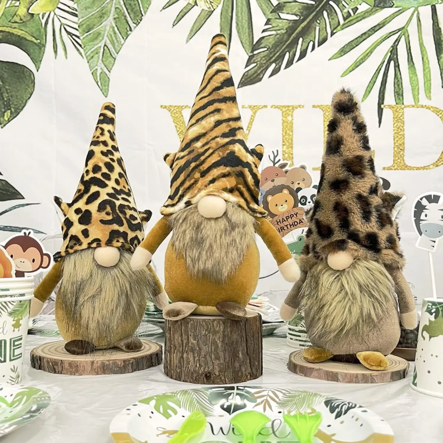 Polyester Leoparden muster gesichtslose Puppen puppe Herbst und Winter vier Jahreszeiten Tier Tiger Leoparden muster Rudolph Zwerg Ornamente