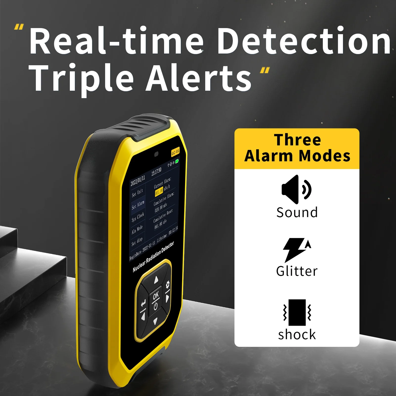 كاشف الإشعاع النووي Geiger Counter β γ X-Ray مراقبة الوقت الحقيقي مقياس الكشف المشع الرقمي لبلاط الرخام