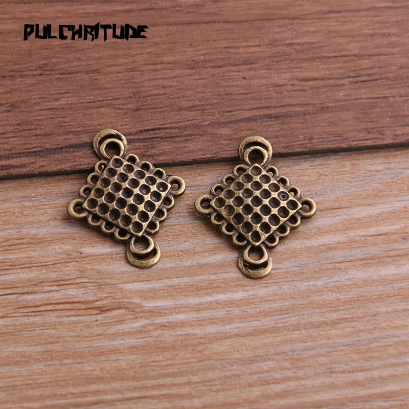 20pcs 19*24mm Two Color  Zinc Alloy Necklace Charm Jewelry DIY Hollow Chinese Knot Connector Pendant Necklace