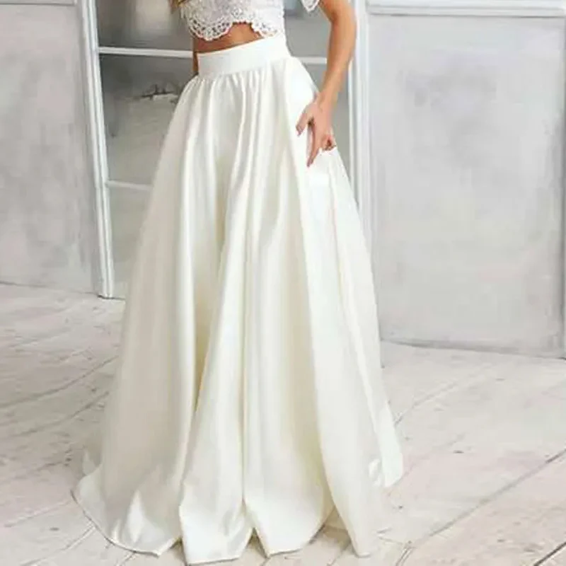 

Satin Wedding Long Skirts A Line Floor Length Formal Party Skirts Pleat Maxi Skirt Customized 2025