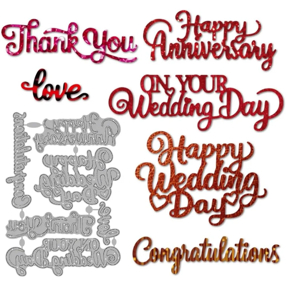 Hochzeit Segen Metall Stanzformen Hochzeitstag Worte Metall gestanzte Jahrestag Prägeformen geschnittene Schablonen dekorativ