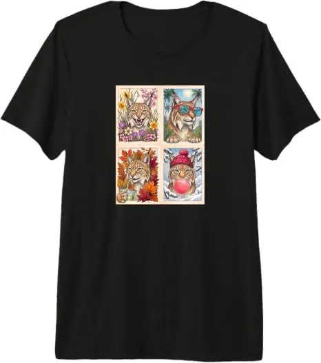 Y2K Katze Tiger Luchs Lustiges Luchs-T-Shirt Humor Niedlicher Tierdruck Grafik Damen Herren Kleidung Baumwolle Mode Streetwear Persönlichkeit – Detail 13