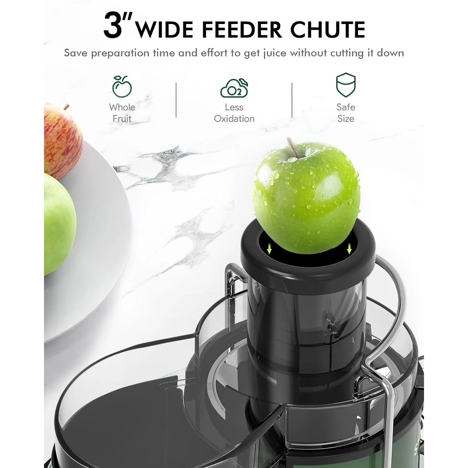 Big Mouth Centrifugal Juicer Machine, Easy to Clean, BPA-Free, 3