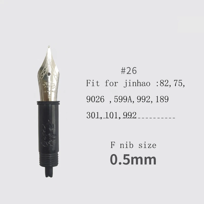 Set of 3 Jinhao 100 Fountain Pen Nibs with Black Section Feed ( F and M) Gold/Silver Trim-Compatible with Jinhao 159,750,450, 82