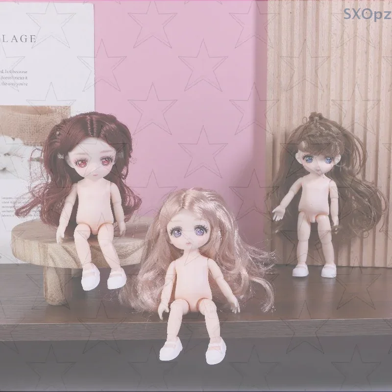 キッズギフト、16cm素敵なアニメフェイス1/8スケール人形セット、裸体、3Dリアルアイ、ミニチュアドールハウスおもちゃ