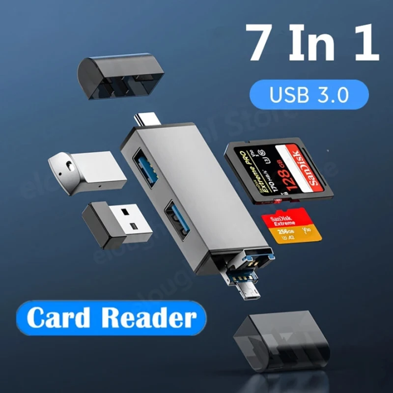 USB 3.0 7 in 1 Multi-Function Card Reader High-Speed Transfer Universal SD/TF Card PC Notebook Accessories High-Speed Card Reade