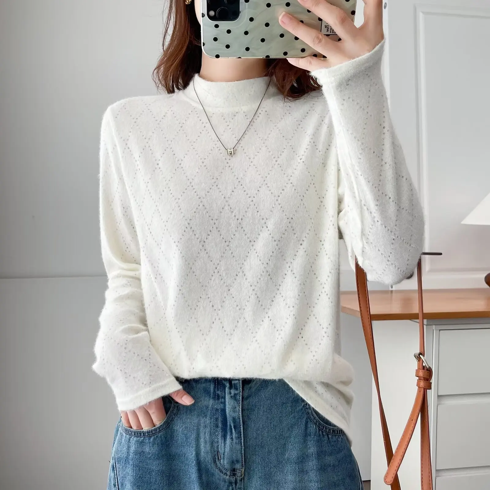 

XXXXL модная женская футболка больших размеров, новые осенние однотонные топы из матового кружева с длинными рукавами и внутренней частью 640