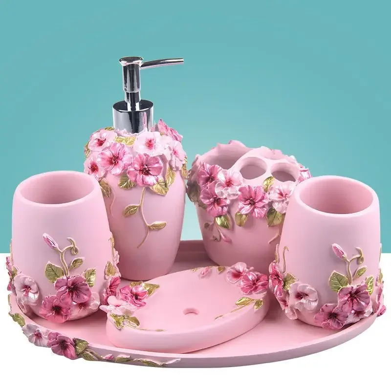Creative wash set Nordic five-piece set Simple light luxury wash combination Bath toothbrush cup set