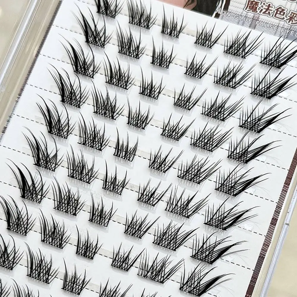 No Need Glue Fluffy False Eyelashes Reusable Thick Winged DIY Lash Extensions Fox Eye Effect Self-adhesive Lash Clusters